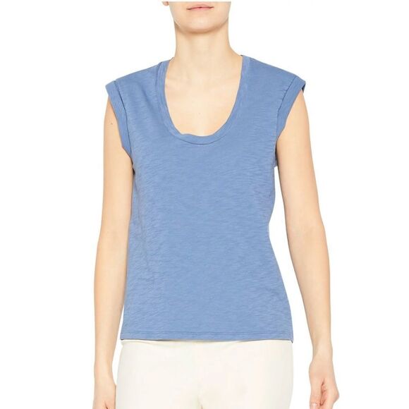 Theory Tops - Theory Cuff Organic Cotton Scoop Tank, Steel Blue